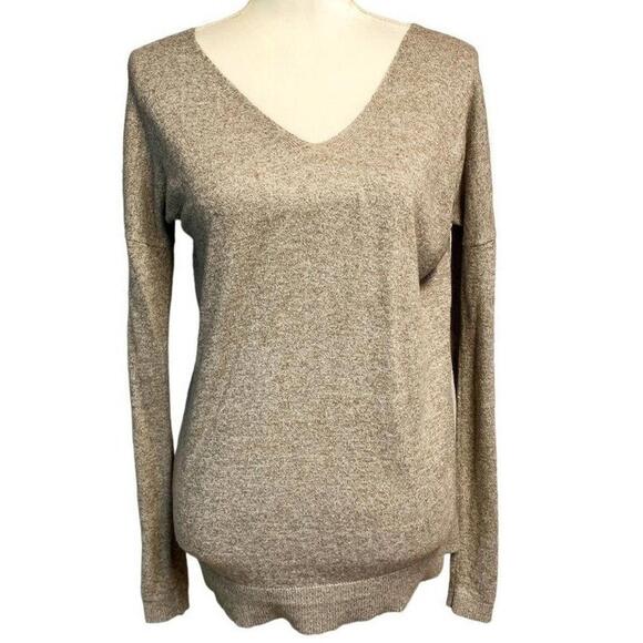 Express Sweaters - Express Wool Blend Brown V Neck Long Sleeve Stretchy Knit Sweater Women's Small